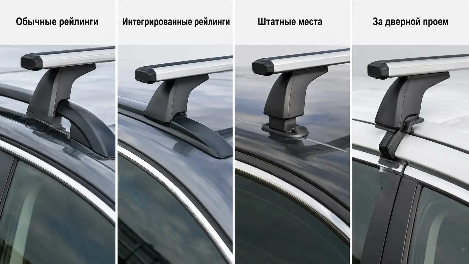 Варианты опор AMOS для разных типов автомобильной крыши