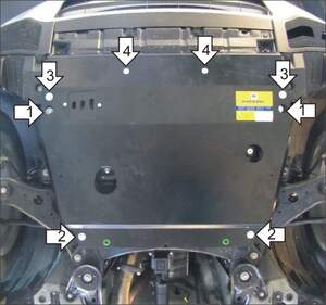 Усиленная защита картера двигателя, КПП (3 мм, сталь) для Toyota Highlander 2007-2014, Lexus RX 350 2009-2016, Lexus RX 270 2008-2016