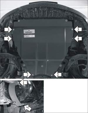 Защита MOTODOR двигателя, КПП Mazda 3  2003-2009 Хэтчбек, Седан