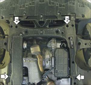 Усиленная защита картера двигателя, КПП (2 мм, сталь) для Mercedes B-class 2005-2011