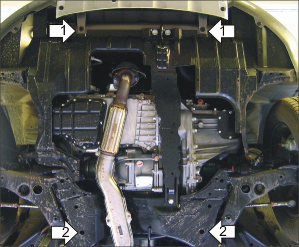 Усиленная защита картера двигателя, КПП (2 мм, сталь) для Mitsubishi Outlander I 2003-2006 Усиленная защита картера двигателя, КПП (2 мм, сталь) для Mitsubishi Outlander I 2003-2006