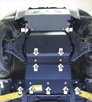 Усиленная защита картера двигателя, переднего дифференциала, КПП (3 мм, сталь) для Mitsubishi Pajero Sport II 2012-2016