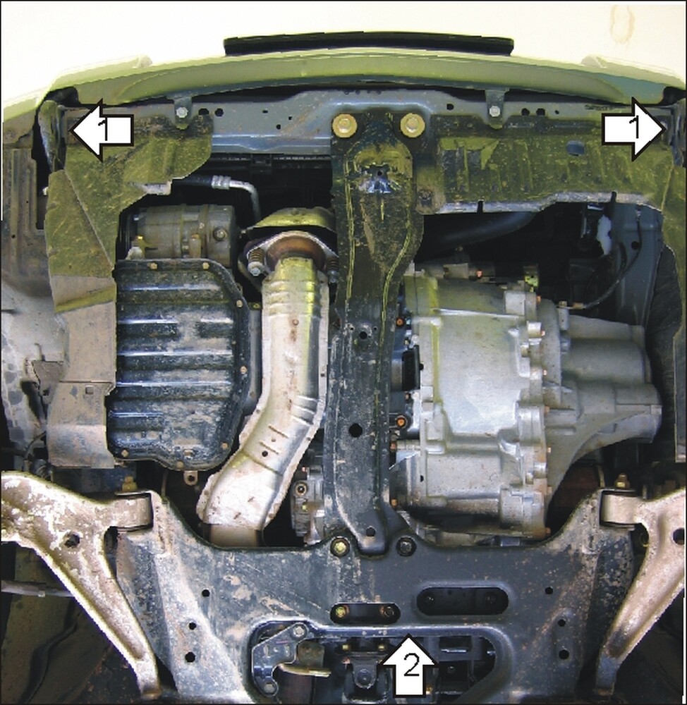 Усиленная защита картера двигателя, КПП (2 мм, сталь) для Nissan X-Trail 2001-2007 Усиленная защита картера двигателя, КПП (2 мм, сталь) для Nissan X-Trail 2001-2007