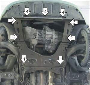 Защита MOTODOR двигателя, КПП Renault Megane II  2002-2009 универсал, Седан, кабрио, Хэтчбек