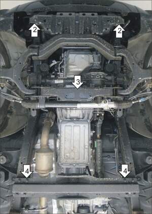 Защита MOTODOR двигателя, переднего дифференциала, КПП, радиатора Ssangyong Actyon Sports  2006-2018 Пикап