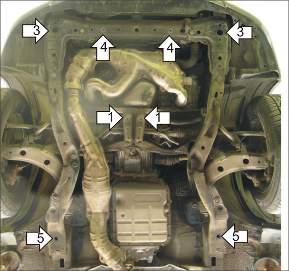 Усиленная защита картера двигателя, КПП (2 мм, сталь) для Subaru Forester 2002-2008 Усиленная защита картера двигателя, КПП (2 мм, сталь) для Subaru Forester 2002-2008