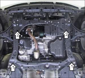 Усиленная защита картера двигателя, КПП (2 мм, сталь) для Toyota IQ 2009-2016