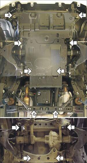 Защита MOTODOR двигателя, переднего дифференциала, КПП Toyota Land Cruiser Prado 120  2002-2009 Внедорожник