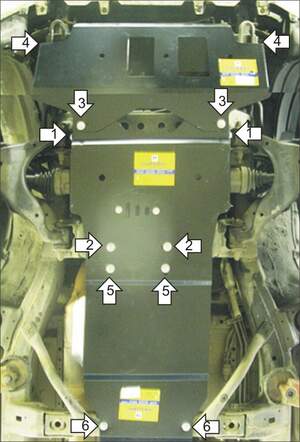 Защита MOTODOR двигателя, переднего дифференциала, КПП Toyota Land Cruiser Prado 120  2002-2009 Внедорожник