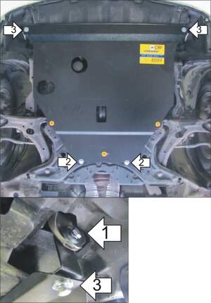 Защита MOTODOR двигателя, КПП Toyota Prius  2003-2009 Хэтчбек