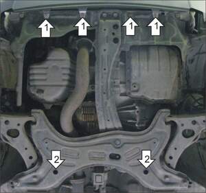 Усиленная защита картера двигателя, КПП (2 мм, сталь) для Toyota RAV4 2000-2005
