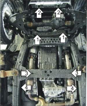 Алюминиевая защита картера двигателя, КПП, раздаточной коробки (5 мм) для Nissan Patrol 2010-2018, Infiniti QX56 2010-2014