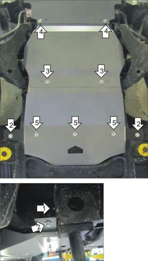 Защита MOTODOR двигателя, переднего дифференциала, КПП Mitsubishi Pajero Sport II  2012- Внедорожник