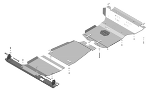 Алюминиевая защита картера двигателя, КПП, раздаточной коробки, радиатора (5 мм) для Toyota Hilux 2015-