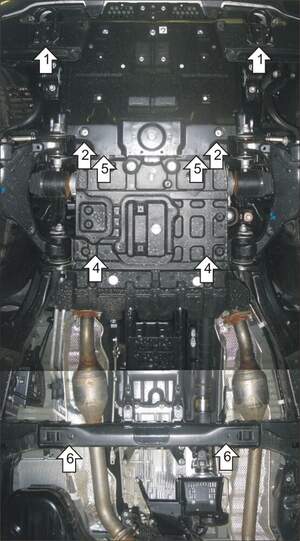 Защита MOTODOR двигателя, переднего дифференциала, КПП, радиатора Toyota Land Cruiser 200  2007-2018 Внедорожник