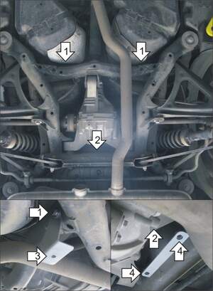 Защита MOTODOR заднего дифференциала Volkswagen Touareg  2002-2010 Внедорожник