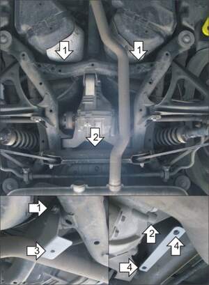 Защита MOTODOR заднего дифференциала Volkswagen Touareg  2015-2018 Внедорожник