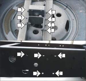 Защита MOTODOR кронштейна крепления запасного колеса Hyundai HD 65, 72, 78 2003-2017 шасси Защита MOTODOR кронштейна крепления запасного колеса Hyundai HD 65, 72, 78 2003-2017 шасси