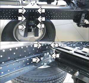 Защита MOTODOR кронштейна крепления запасного колеса Isuzu NMR 85H/NPR 75H/NQR 90 2011-2017 шасси