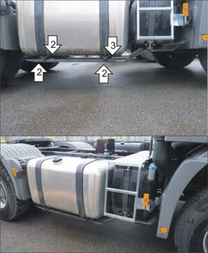 Защита MOTODOR бака AdBlue, бензобака Mercedes-benz Actros 2008- шасси Защита MOTODOR бака AdBlue, бензобака Mercedes-benz Actros 2008- шасси
