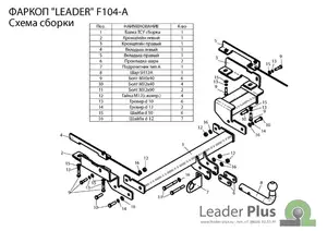 Фаркоп «Лидер-плюс» для FORD FUSION (хетчбек) 2002-2012 Фаркоп «Лидер-плюс» для FORD FUSION (хетчбек) 2002-2012