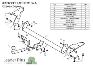 Фаркоп «Лидер-плюс» для MITSUBISHI OUTLANDER 2003-2006