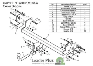 Фаркоп «Лидер-плюс» для MITSUBISHI PAJERO PININ (H6) 1999-2006 Фаркоп «Лидер-плюс» для MITSUBISHI PAJERO PININ (H6) 1999-2006