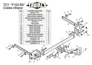 Фаркоп «TAVIALS» для FORD FOCUS 2,3 (DB3/DYB) (седан) 2004-2017 (с быстросъемным шаром)