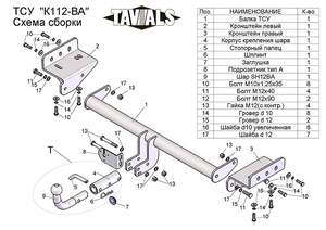 Фаркоп «TAVIALS» для HYUNDAI IX 35 (EL) 2010-2015 (с быстросъемным шаром)