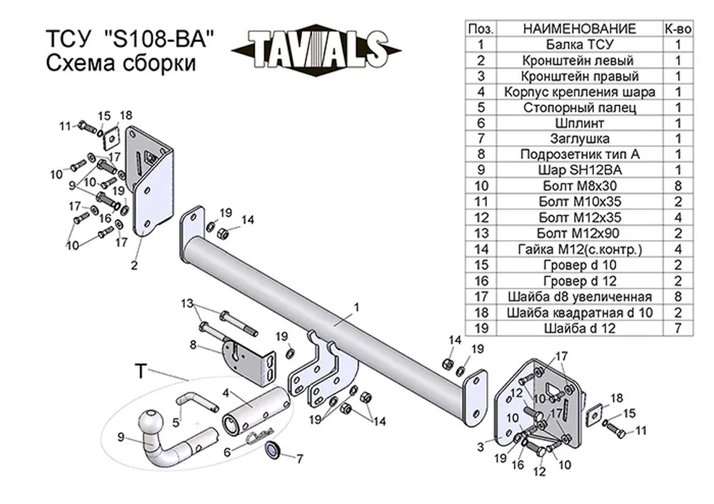 Фаркоп «TAVIALS» для SKODA OCTAVIA A7 (5E3) (хетчбек) 2013 -2018 (с быстросъемным шаром) Фаркоп «TAVIALS» для SKODA OCTAVIA A7 (5E3) (хетчбек) 2013 -2018 (с быстросъемным шаром)