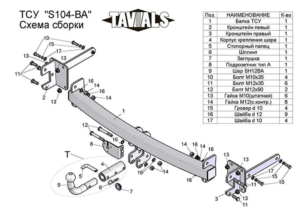 Фаркоп «TAVIALS» для SKODA OCTAVIA TOUR (1U2) (хетчбек) 1997-2010 (с быстросъемным шаром) Фаркоп «TAVIALS» для SKODA OCTAVIA TOUR (1U2) (хетчбек) 1997-2010 (с быстросъемным шаром)