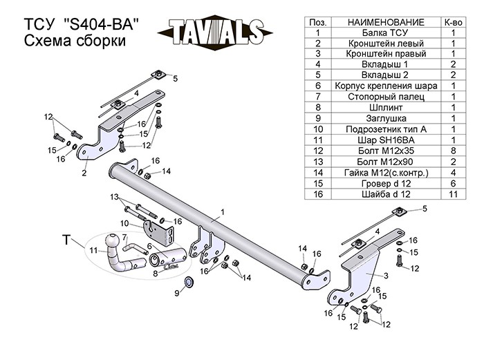 Фаркоп «TAVIALS» для SUZUKI SX 4 (EY) (2WD, 4WD) 2006 - 2013 (с быстросъемным шаром) Фаркоп «TAVIALS» для SUZUKI SX 4 (EY) (2WD, 4WD) 2006 - 2013 (с быстросъемным шаром)
