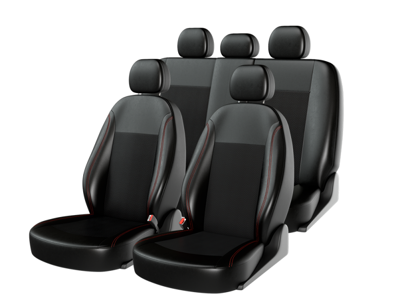 Чехлы универсальные ATOM LEATHER цвет черный/черный/красный Чехлы универсальные ATOM LEATHER цвет черный/черный/красный