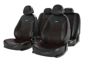 Чехлы «ATOM LEATHER РОМБ» черный/черный/красный11124