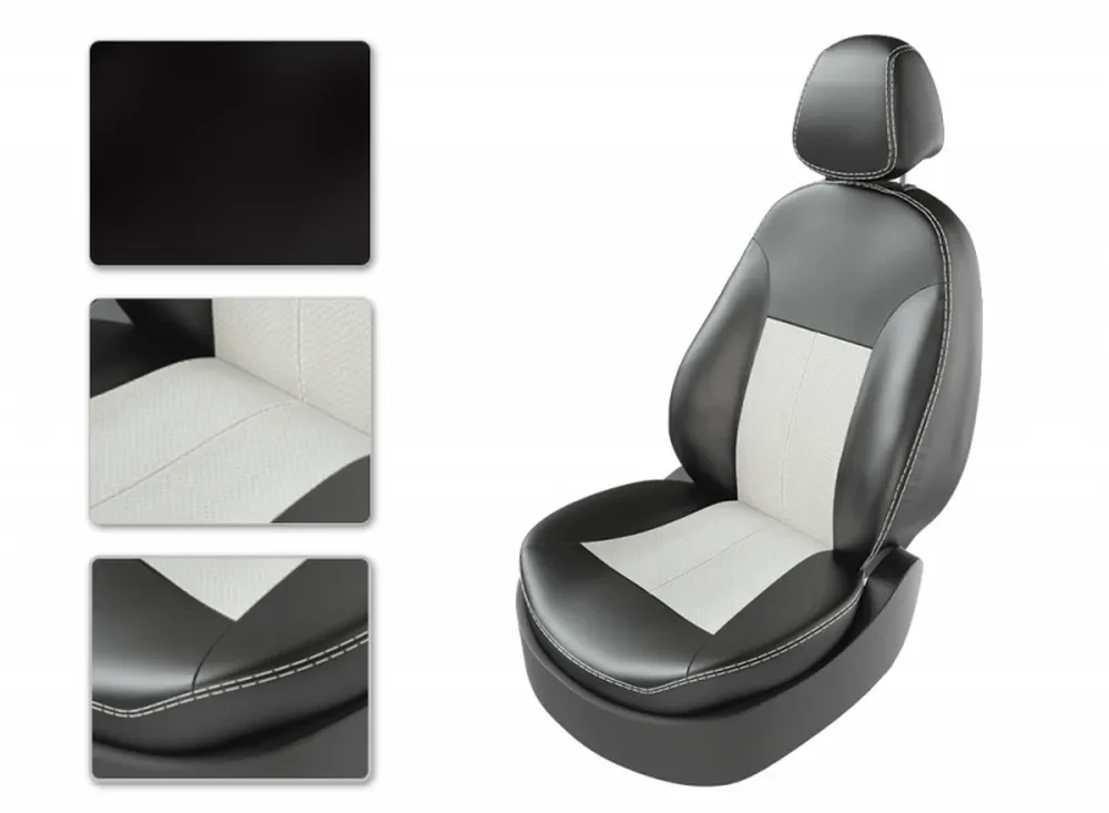 Чехлы CarFashion для сидений MAZDA 3 до 2012 черный/черный/белый 25028662 Чехлы CarFashion для сидений MAZDA 3 до 2012 черный/черный/белый 25028662