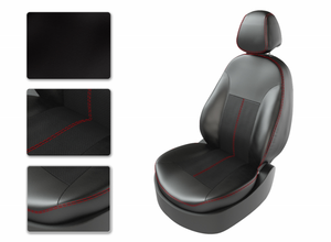 Чехлы CarFashion для сидений SKODA OCTAVIA A7 с подлокотником черный/черный/красный 31058663