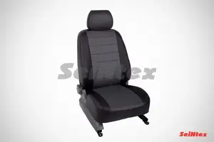 Чехлы Seintex из экокожи для сидений Daewoo Nexia с подголовниками черно-серые