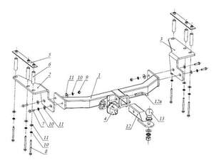 Фаркоп Ssang Yong Kyron 2005-2016 съемное крепление шара под американский квадрат