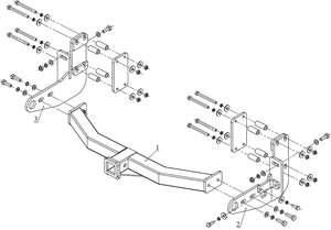 Быстросъемный передний фаркоп «Бизон» профиль 50х50 Ssang Yong Kyron 2005 - Быстросъемный передний фаркоп «Бизон» профиль 50х50 Ssang Yong Kyron 2005 -