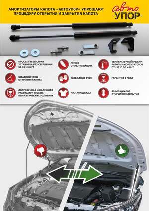 Упоры капота «Автоупор» для Kia CEED 2012-