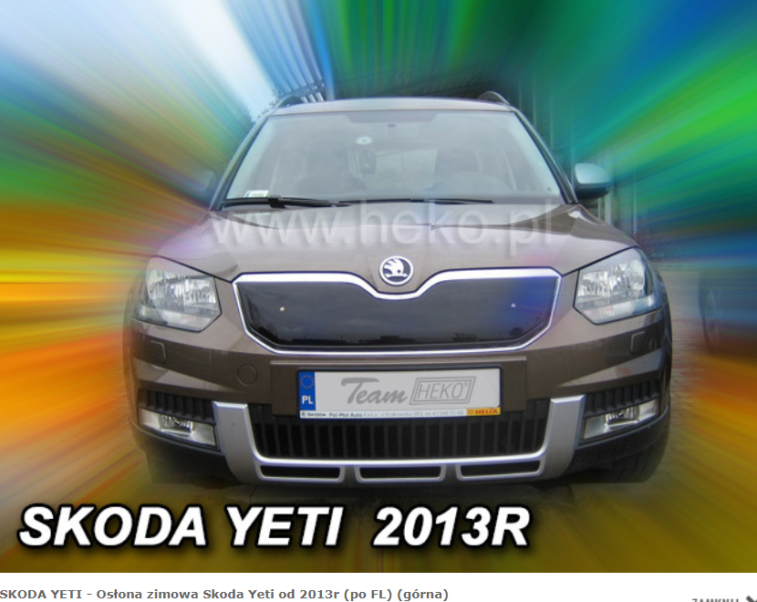 Дефлектор на решетку радиатора радиатора SKODA YETI 2013- верх Дефлектор на решетку радиатора радиатора SKODA YETI 2013- верх