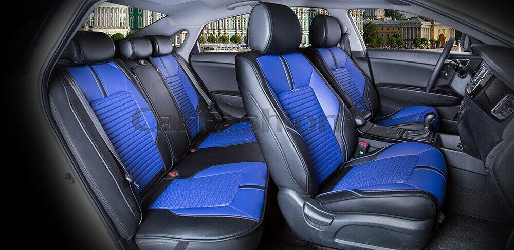 Комплект Накидок «SECTOR LEATHER PLUS» черный/синий/черный 22222 Комплект Накидок «SECTOR LEATHER PLUS» черный/синий/черный 22222