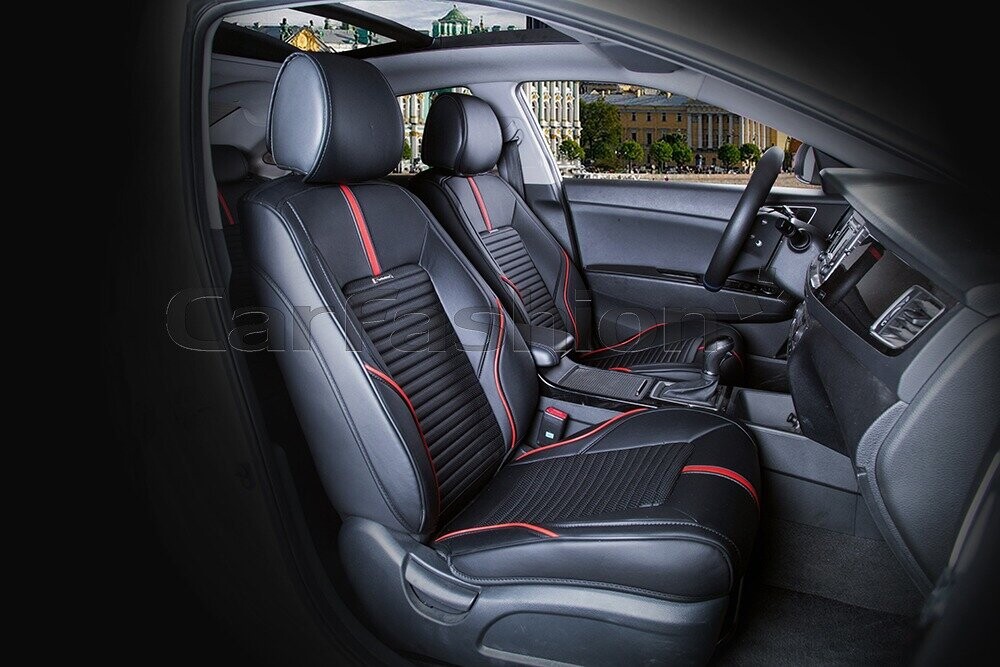 Накидки Фронт «SECTOR LEATHER» красный/черный/черный 21389 Накидки Фронт «SECTOR LEATHER» красный/черный/черный 21389