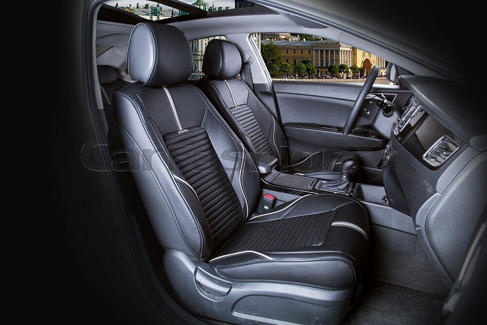 Накидки Фронт «SECTOR LEATHER» св.серый/черный/черный 21388 Накидки Фронт «SECTOR LEATHER» св.серый/черный/черный 21388