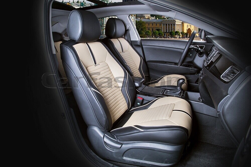 Накидки Фронт «SECTOR LEATHER» черный/бежевый/черный 21381 Накидки Фронт «SECTOR LEATHER» черный/бежевый/черный 21381