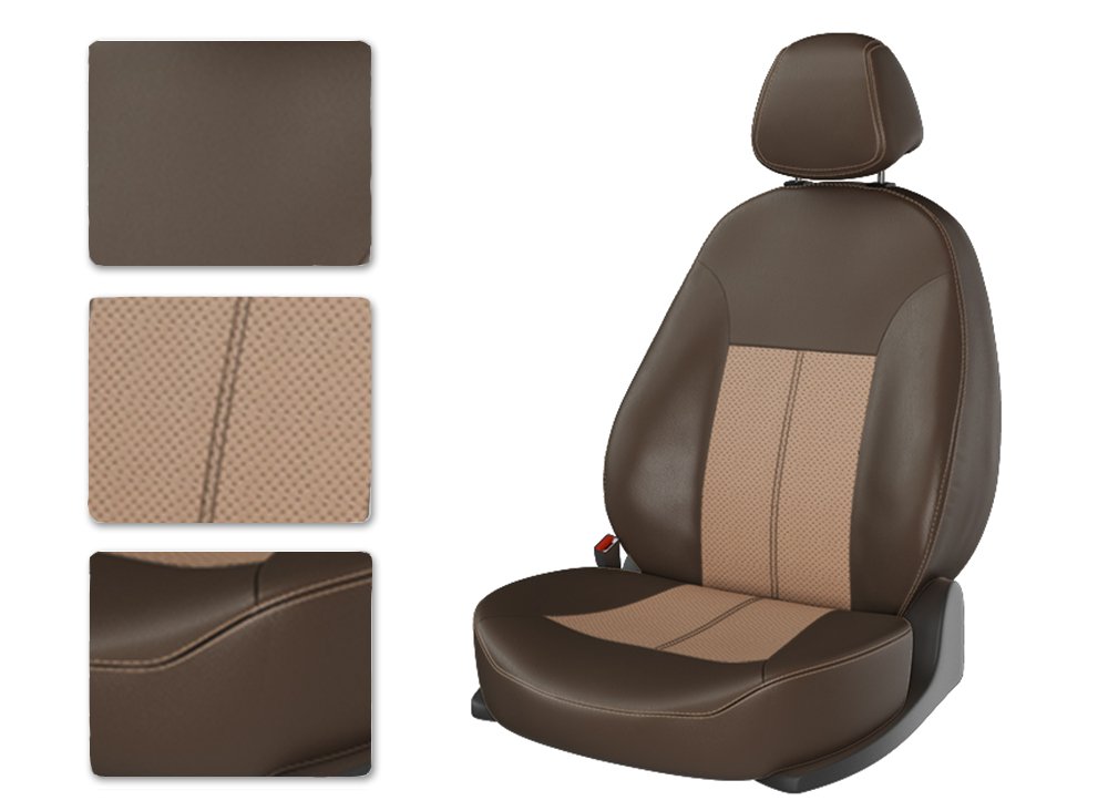 Чехлы из экокожи KIA RIO 4 с 2017 SD коричневый/бежевый/бежевый 22218711 Чехлы из экокожи KIA RIO 4 с 2017 SD коричневый/бежевый/бежевый 22218711