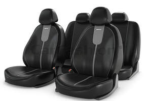 Чехлы из экокожи  «GALS» серый/черный/серый 11063