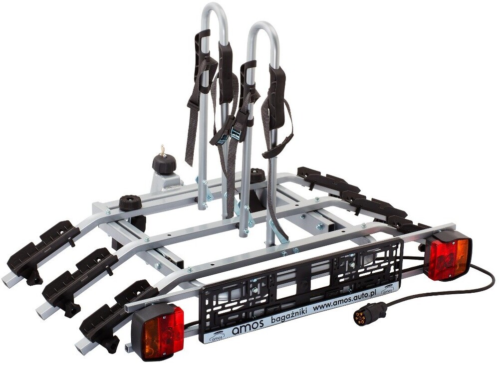 Крепление велосипеда на фаркоп AMOS TYTAN 3 Платформа для 3-х велосипедов, сталь/цвет серебристый Крепление велосипеда на фаркоп AMOS TYTAN 3 Платформа для 3-х велосипедов, сталь/цвет серебристый