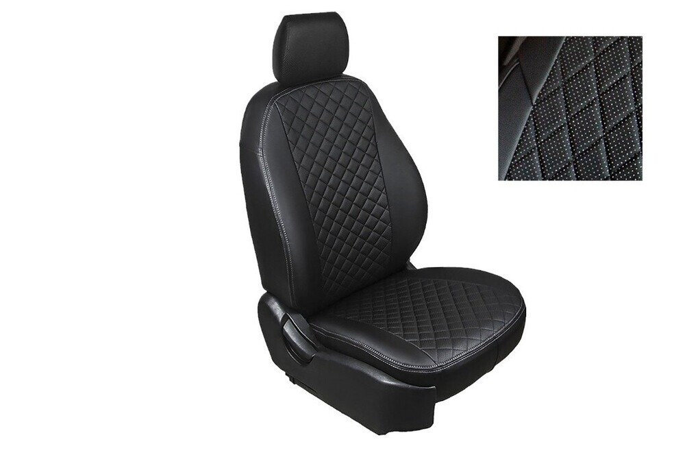 Чехлы Seintex Ромб из экокожи для сидений NISSAN ALMERA CLASSIC черно-серые Чехлы Seintex Ромб из экокожи для сидений NISSAN ALMERA CLASSIC черно-серые