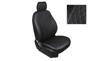 Чехлы Seintex Ромб из экокожи для сидений NISSAN ALMERA CLASSIC черно-серые